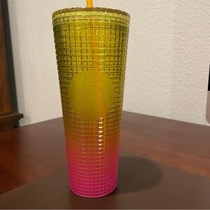 Starbucks Pink & Yellow Lemon Prism Spray Pink Gradient Ombre 24 fl. oz Tumbler